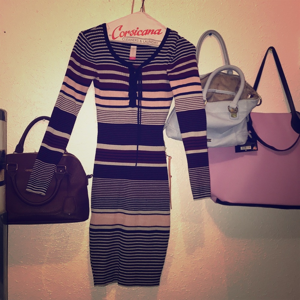 Nobo Striped Dress Colors Black Gray Pink Burgundy